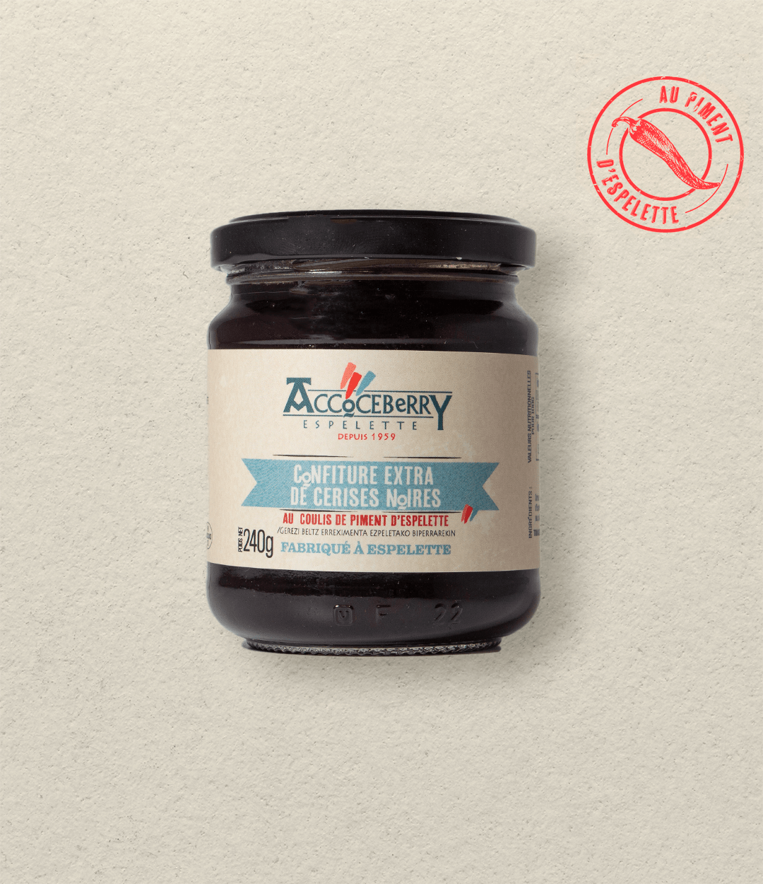 Confitures de Cerises Noires au Piment d'Espelette