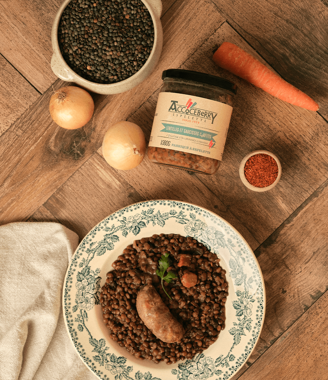 Lentilles aux saucisses confites